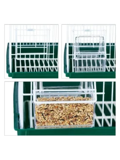 Vogelkäfig in Weiß/Grün - (B)34,5 x (H)49,5 x (T)28 cm