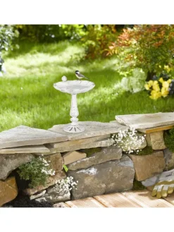Vogeltränke Antik in Weiß