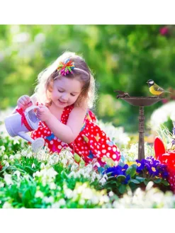 Vogeltränke Gartendeko in Braun