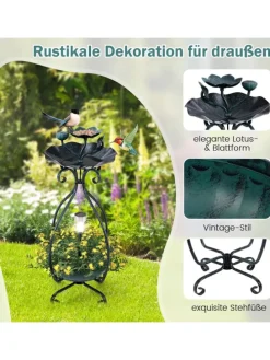 Vogeltränke mit Solarleuchte in Grün