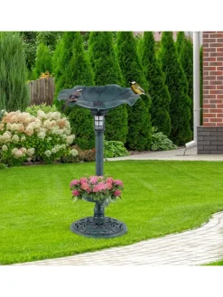 Vogeltränke mit Solarleuchte in Grün