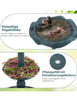 Vogeltränke mit Solarleuchte in Grün