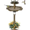 Vogeltränke mit Solarleuchte in Bronze