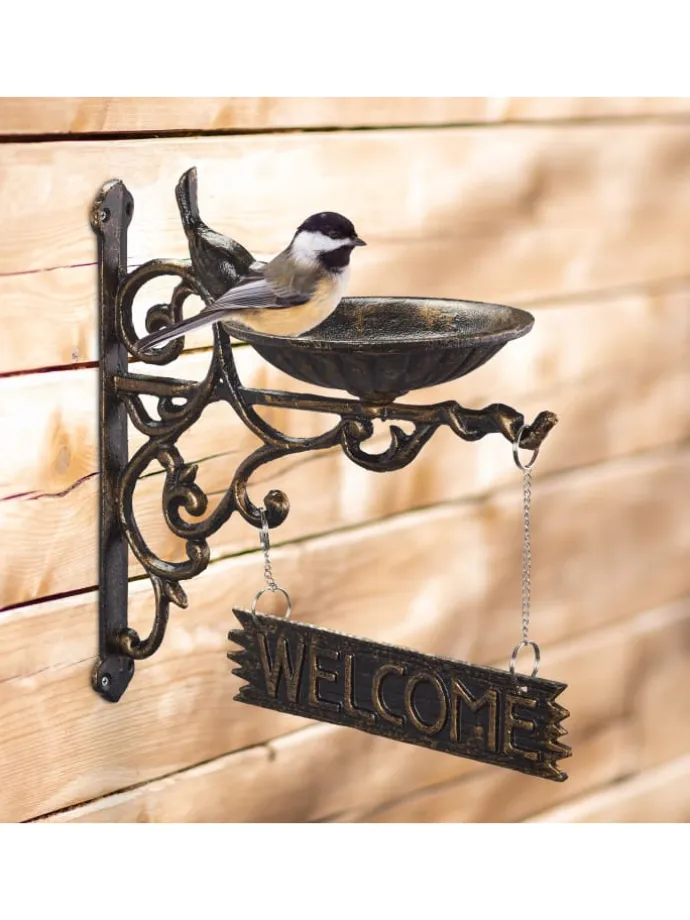 Vogeltränke Welcome in Bronze