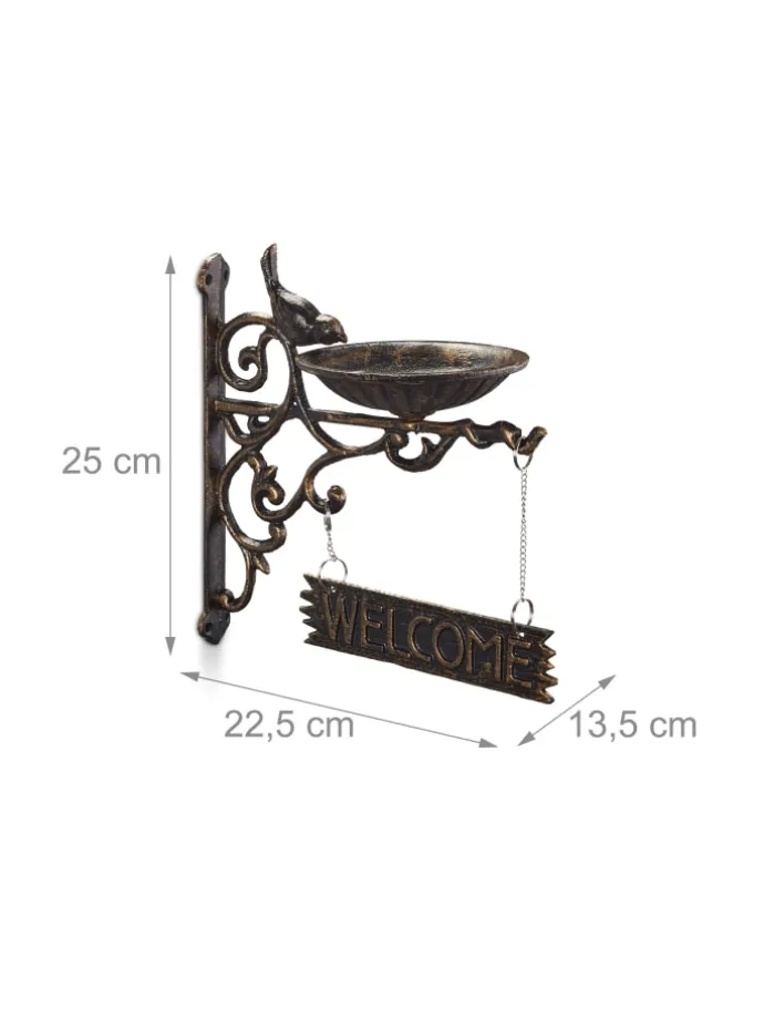 Vogeltränke Welcome in Bronze