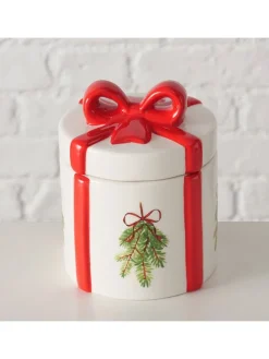 Vorratsdose "Noelle" in Weiß/ Rot - (H)13 x Ø 10 cm