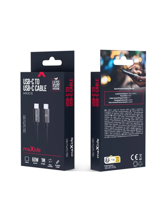 60W Schnell-Ladekabel USB-C - USB-C 1m