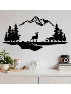 Wanddekor "Deer And Landscape" - (B)70 x (H)38 cm