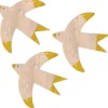 Wanddekor "Vögel" in Natur - 3 Stück - (B)10 x (H)10 cm