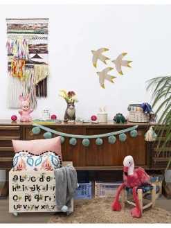 Wanddekor "Vögel" in Natur - 3 Stück - (B)10 x (H)10 cm