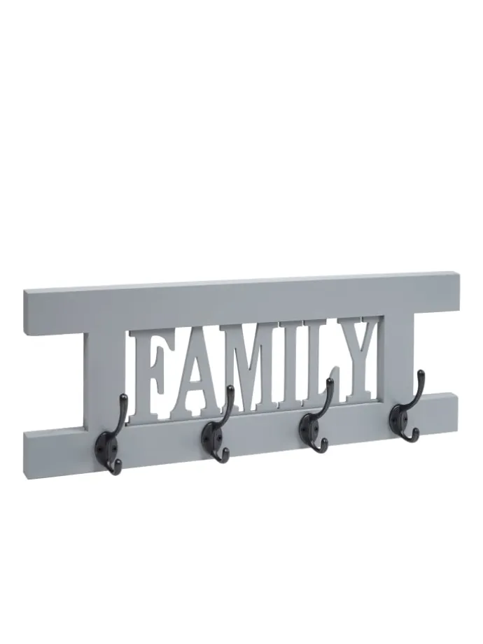 Wandgarderobe C60 Family im Shabby-Look, Grau-blau