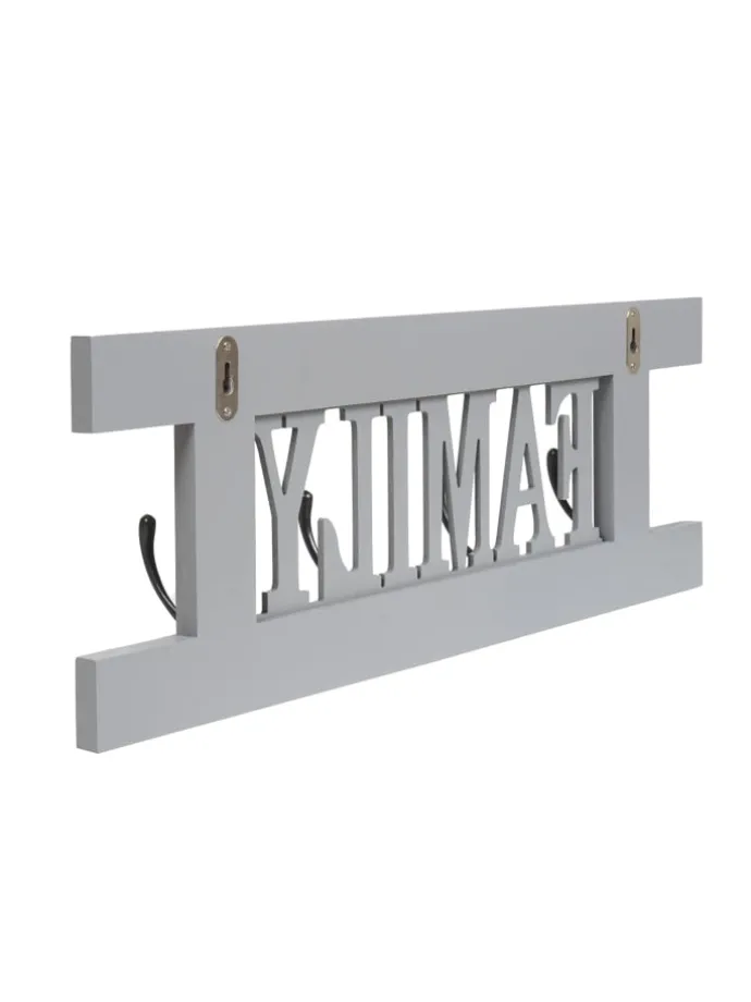 Wandgarderobe C60 Family im Shabby-Look, Grau-blau