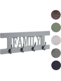 Wandgarderobe C60 Family im Shabby-Look, Grau-blau