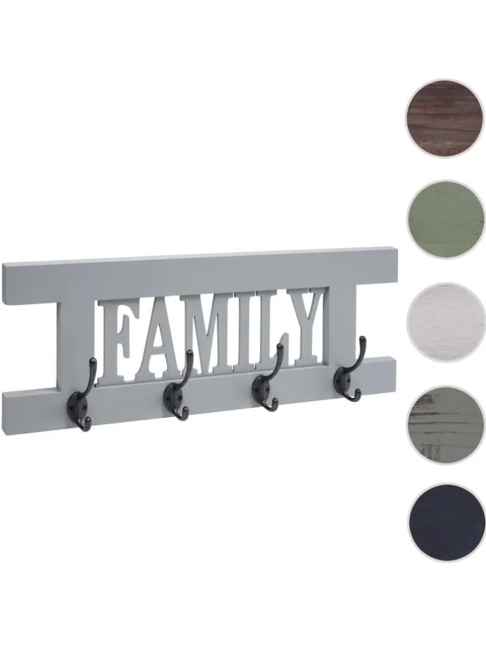 Wandgarderobe C60 Family im Shabby-Look, Grau-blau