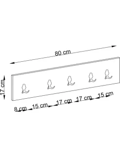 Wandgarderobe in Weiß - (B)80 cm - (H)17 cm - (T)1,8 cm