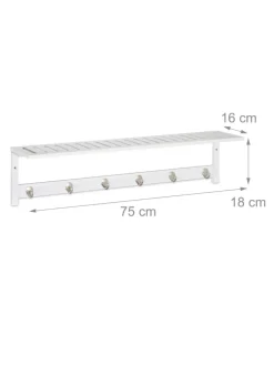 Wandgarderobe in Weiß - (B)75 x (H)18 x (T)16 cm