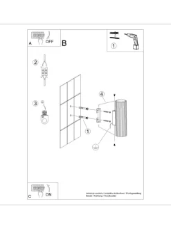 Wandlampe (B)6.5 x (H)20 cm in Creme