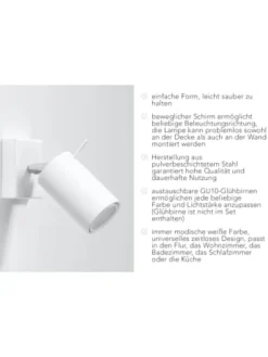 Wandleuchte ETNA in Weiss H 8cm