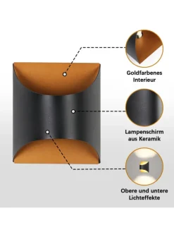 Wandleuchte 1-flammige G9 in schwarzgold Up and Down Design Vintage