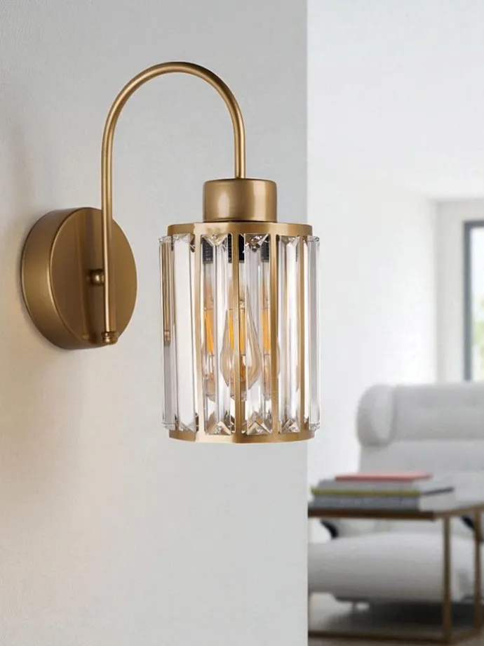 Wandleuchte in Gold - (HB)30 x Ø 12 cm