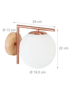 Wandleuchte in Kupferfarben - (B)19,5 x (H)22 x(T)28 cm