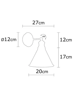 Wandleuchte in Schwarz - (B)20 x (H)29 cm