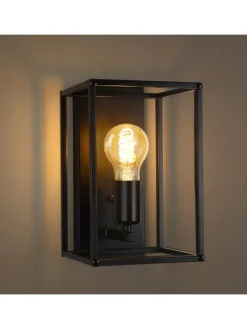 Wandleuchte in schwarz 1-flammige E27 rechteckig vintage Metall MAX.40W