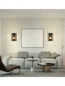 Wandleuchte in schwarz 1-flammige E27 rechteckig vintage Metall MAX.40W