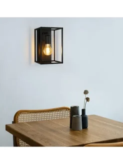 Wandleuchte in schwarz 1-flammige E27 rechteckig vintage Metall MAX.40W