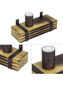 Wandleuchte in schwarz 1-flammige E27 vintage Metall und Holz L 23cm