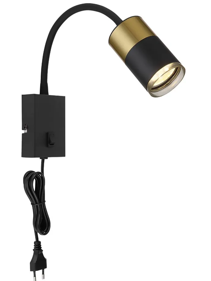 Wandleuchte in Schwarz/ Gold - (H)33 cm