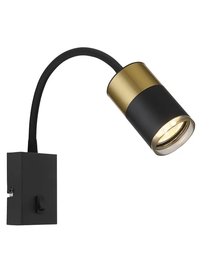 Wandleuchte in Schwarz/ Gold - (H)33 cm