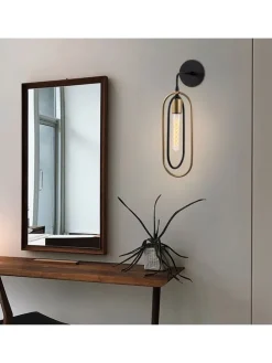 Wandleuchte in Schwarz/ Gold - (B)17 x (H)45 cm