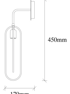 Wandleuchte in Schwarz/ Gold - (B)17 x (H)45 cm