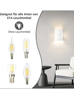 Wandleuchte in weiß E14 Up and Down Design Modern Hallampe Gipslampe