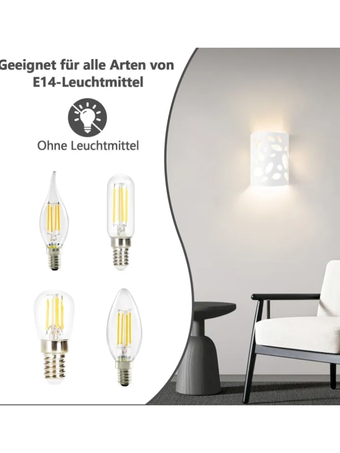 Wandleuchte in weiß E14 Up and Down Design Modern Hallampe Gipslampe