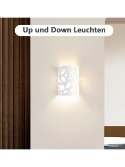 Wandleuchte in weiß E14 Up and Down Design Modern Hallampe Gipslampe