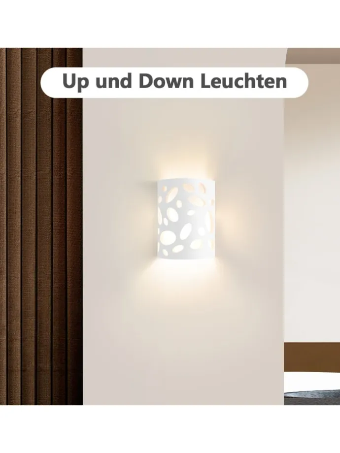 Wandleuchte in weiß E14 Up and Down Design Modern Hallampe Gipslampe