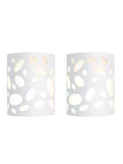 Wandleuchte in weiß E14 Up and Down Design Modern Hallampe Gipslampe