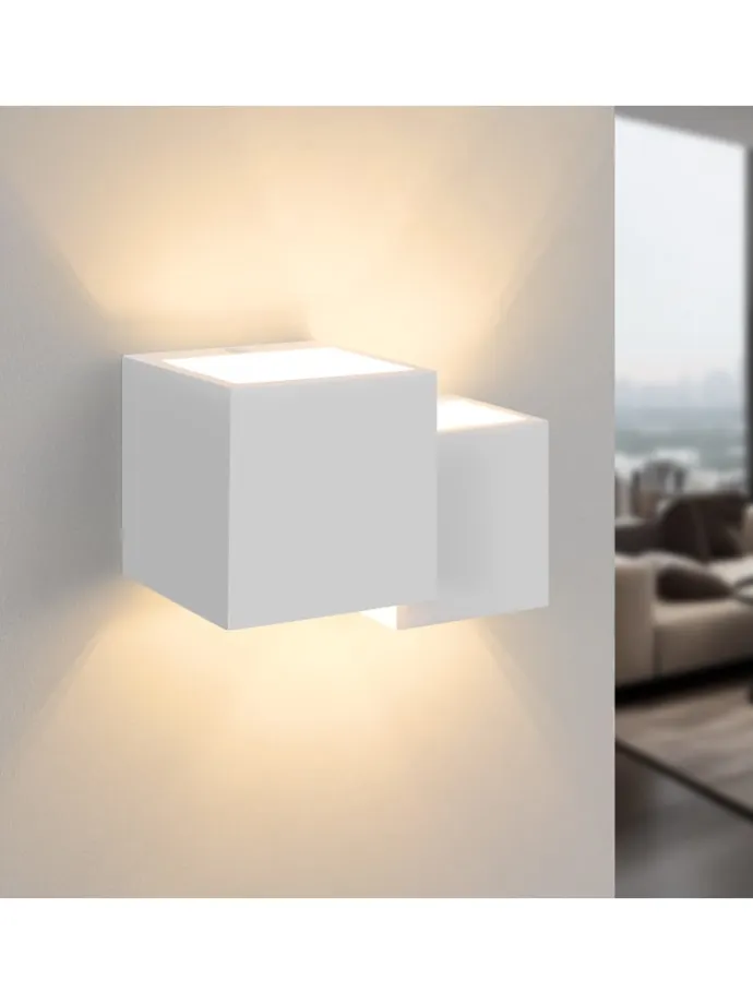 Wandleuchte in weiß 2-flammige G9 Up and Down Design Gips Modern