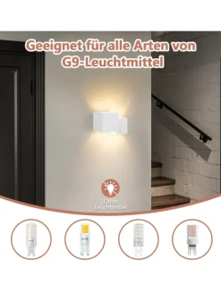 Wandleuchte in weiß 2-flammige G9 Up and Down Design Gips Modern