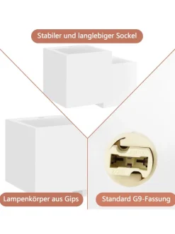 Wandleuchte in weiß 2-flammige G9 Up and Down Design Gips Modern