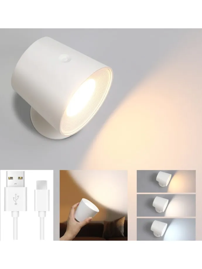 Wandleuchte in weiß 1-flammige akku 360° Drehbar