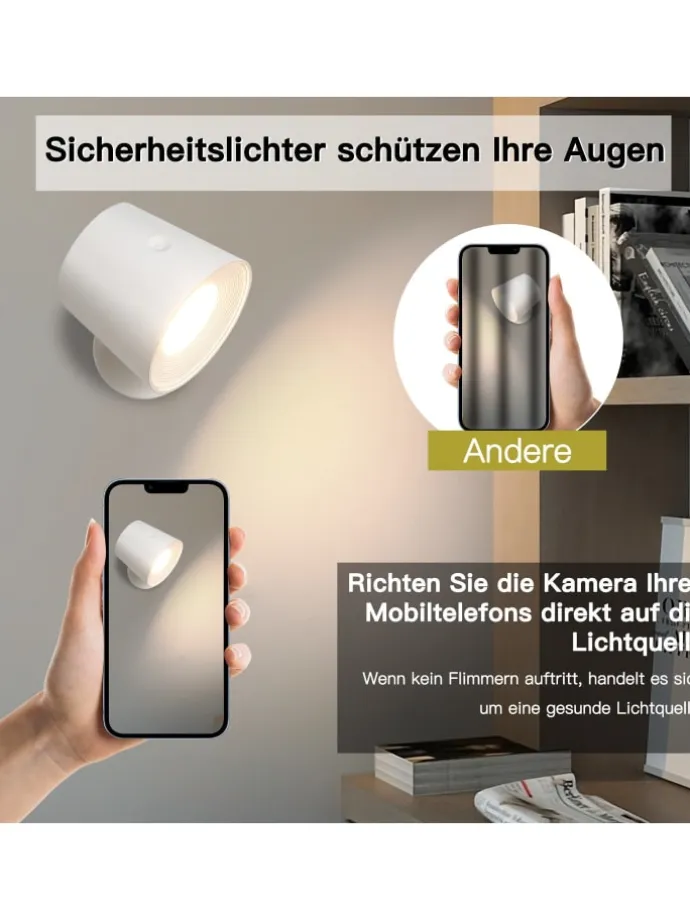 Wandleuchte in weiß 1-flammige akku 360° Drehbar