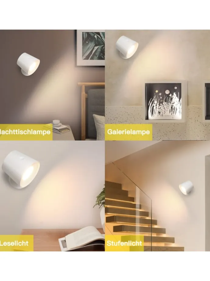 Wandleuchte in weiß 1-flammige akku 360° Drehbar