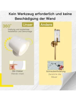 Wandleuchte in weiß 1-flammige akku 360° Drehbar