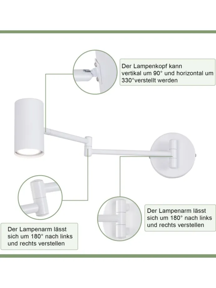 Wandleuchte in weiß GU10 schwenkbar