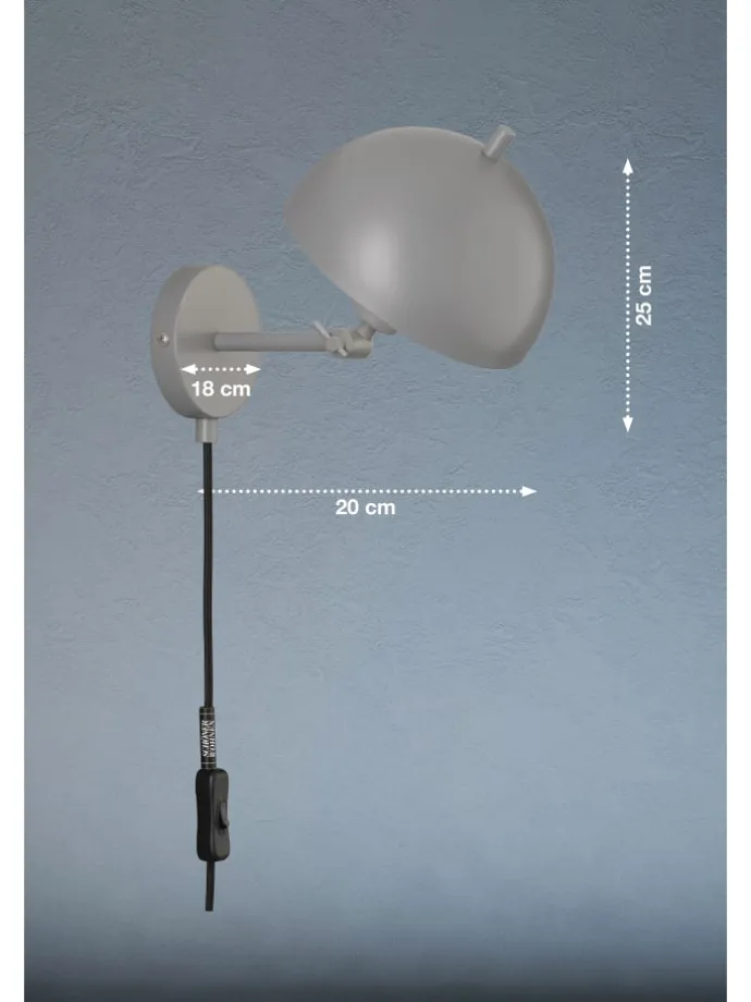Wandleuchte Kia in grau - (H) 25 cm x (B) 18 cm