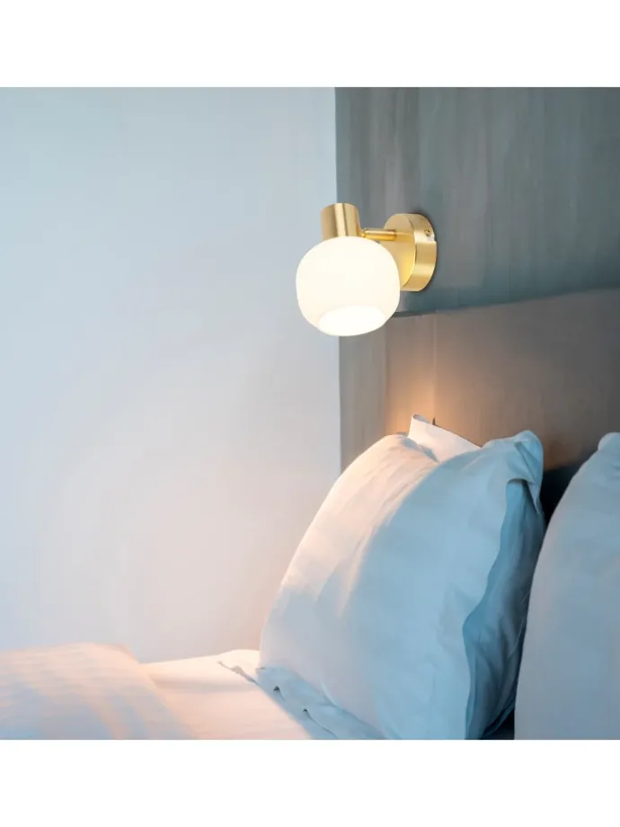 Wandleuchte "LEARTA" in messingmatt - (L)16 cm x (B)10 cm x (H)13.5 cm