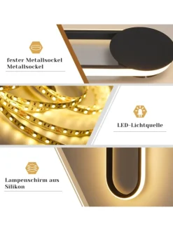 Wandleuchte LED in schwarz 12W Modern 3000K warmweiß Hallampe L 41.5cm